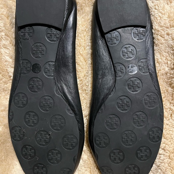 Tory Burch Black REVA FLAT  Leather Shoes Size -8.5  $124  Mint - Picture 6 of 10